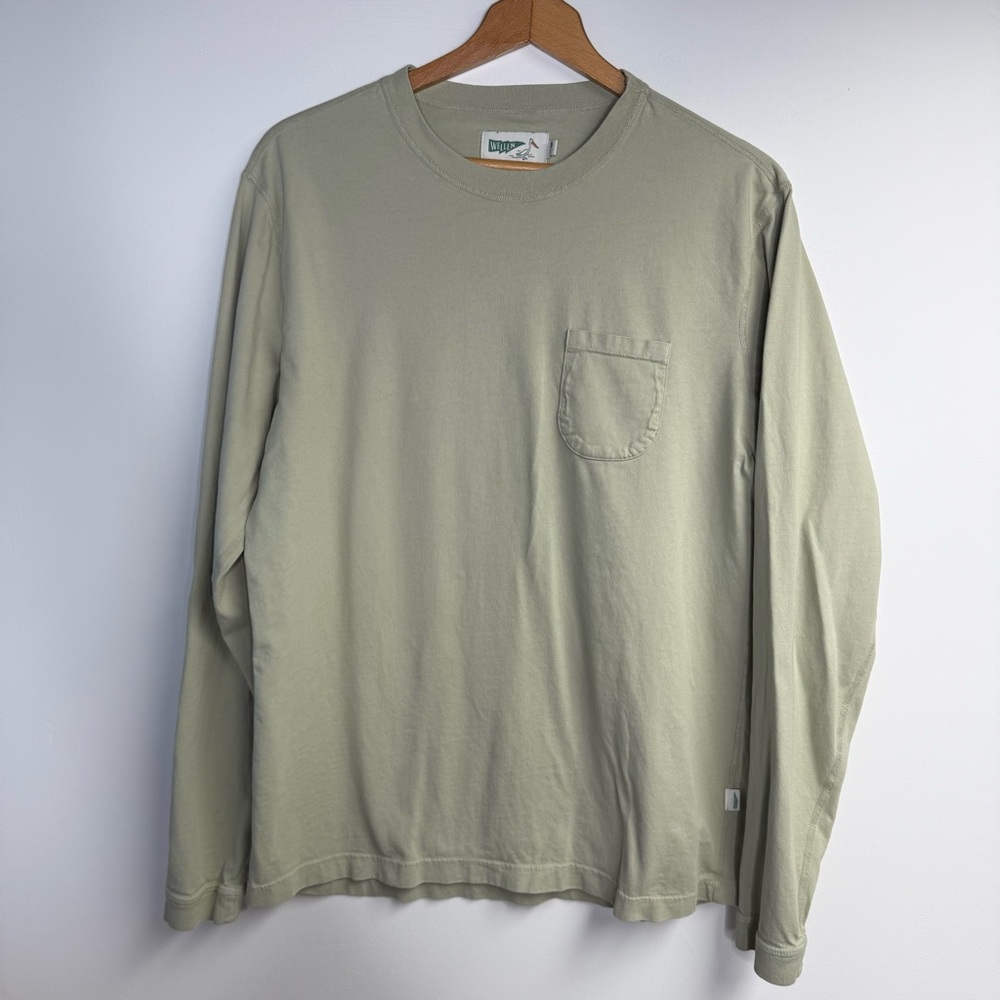 Wellen Sage Green Long Sleeve T-Shirt 100% Organic Cotton‎ Size Large